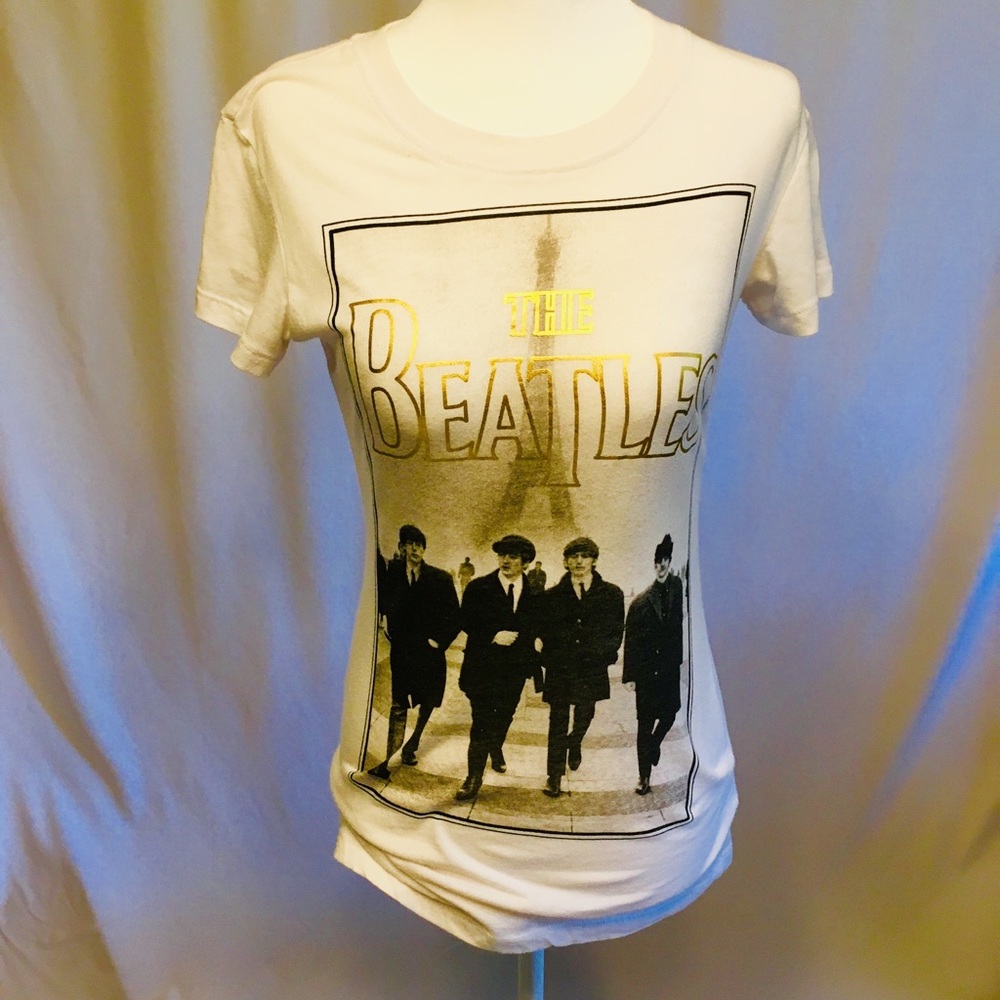 Beatles Tee Shirt !!! White with Gold & Black !!!